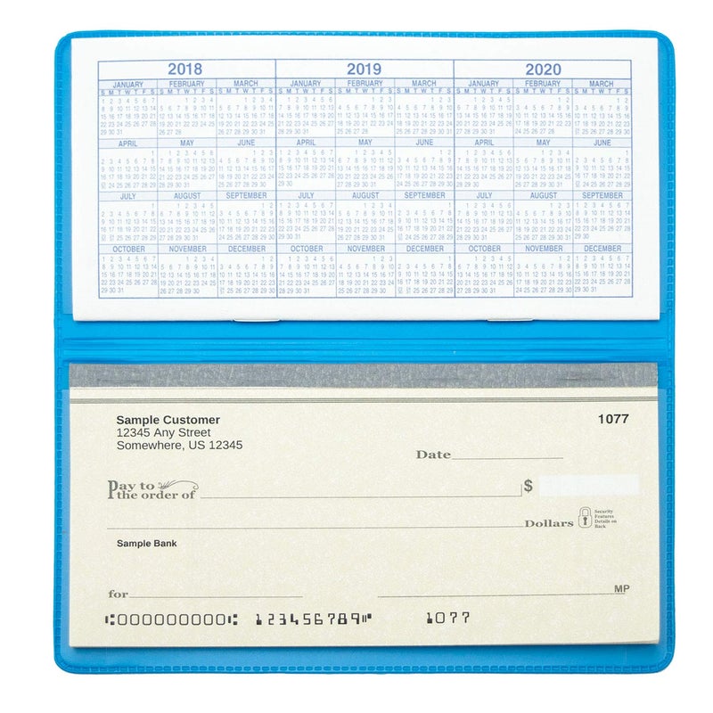 CAROUSELCHECKS Sky Blue Vinyl Checkbook Cover, Top Tear Personal Vinyl Checkbook Cover - Image 2